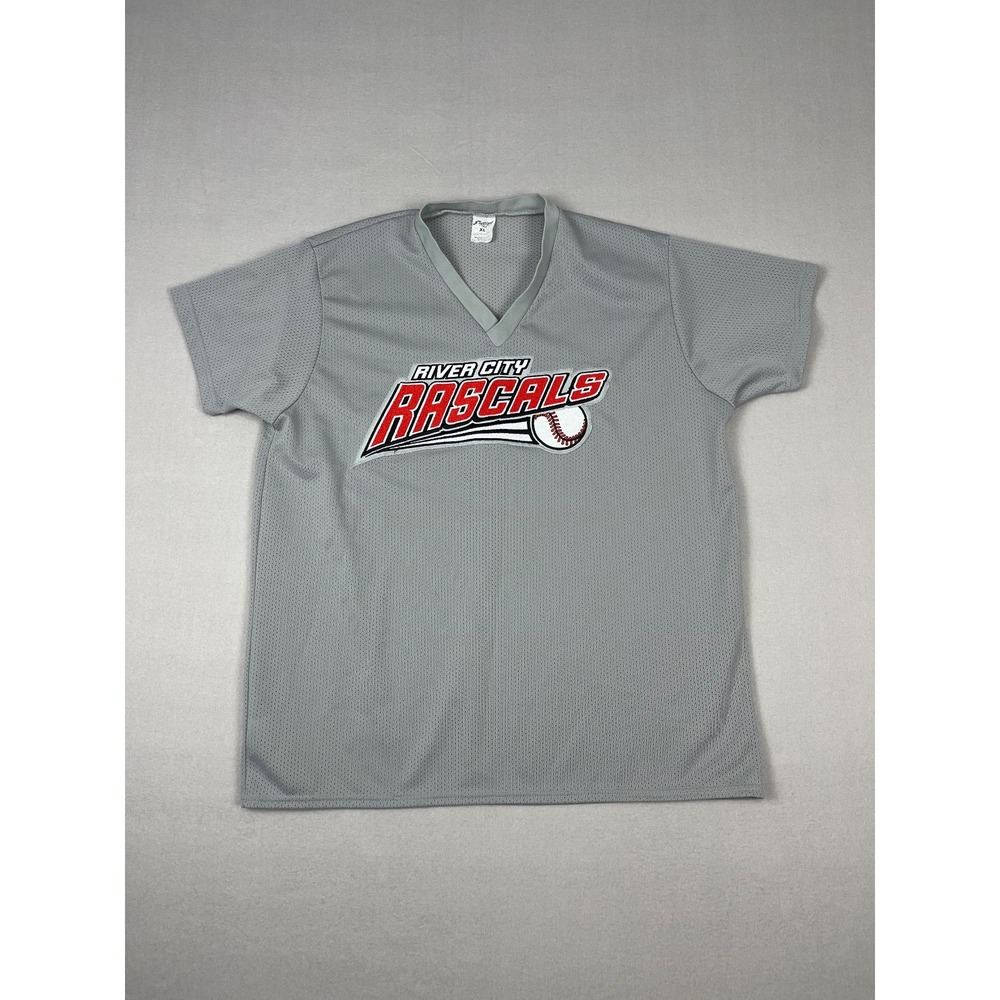 Vintage River City Rascals Baseball Jersey Mens XL Gray Frontier League Made USA